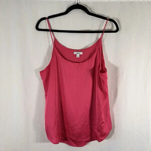 bar III Tank Top Women's Large Solid Pink Satin Sleeveless Straps